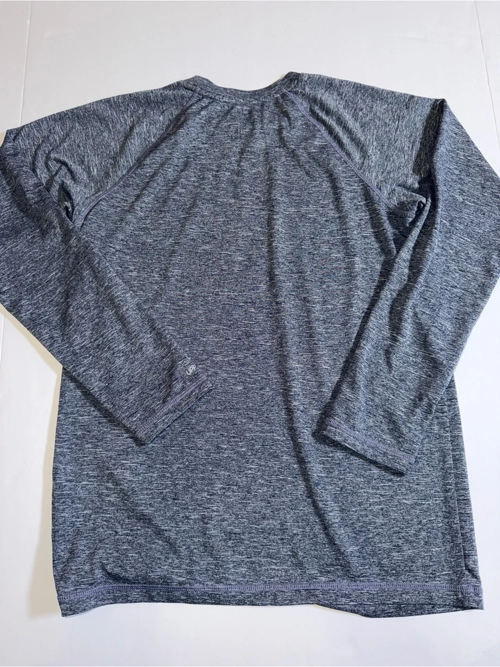 Nike Heather Gray Long Sleeve Dri-FIT Top with Navy Swoosh XL Kids